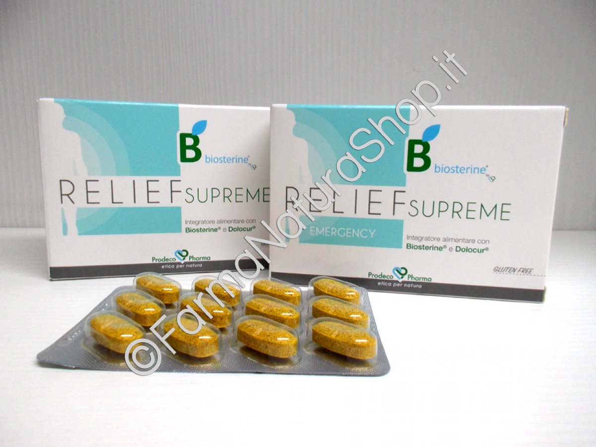 Biosterine® Relief SUPREME 12 cpr - Prodeco Pharma Efficace nel trattamento di tutti gli stati dolorifici acuti e cronici di origine infiammatoria Conf. da 12 compresse