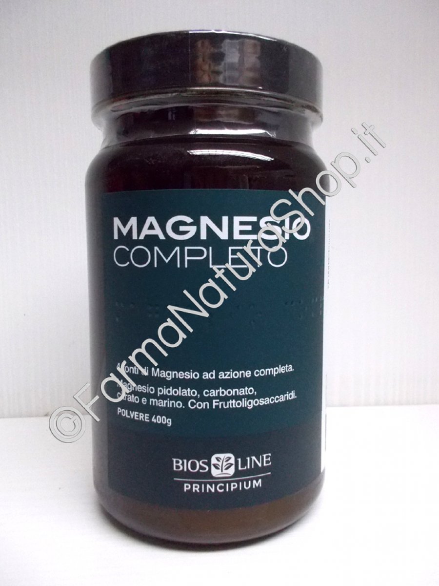 PRINCIPIUM MAGNESIO COMPLETO Polvere 400 g - Bios Line Il Magnesio contribuisce al normale funzionamento del sistema nervoso, alla normale funzione muscolare ed aiuta a ridurre affaticamento e stanchezza. Flacone da 400 g