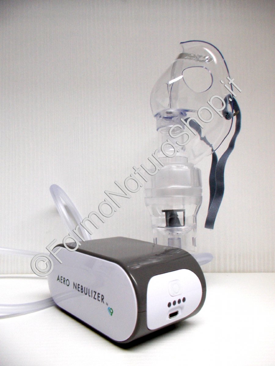 AERO NEBULIZER - Aerosol Portatile con batteria ricaricabile Piccolo, leggero, estremamente silenzioso offre una potenza elevata e dimensioni ridotte. Ideale in viaggio e comodo per tutta la famiglia.