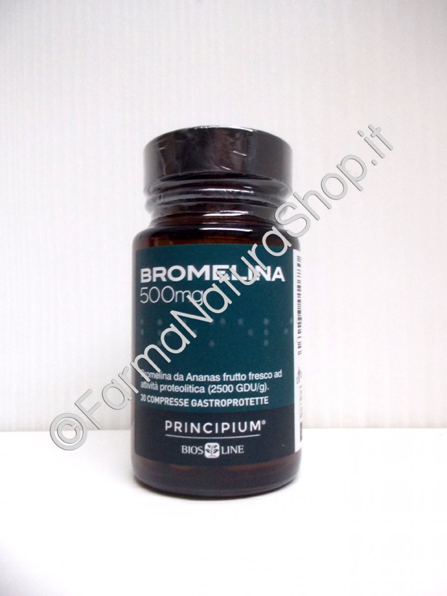 PRINCIPIUM BROMELINA 500mg - Bios Line Bromelina 500 mg Estratta da Ananas, per la funzione digestiva, per favorire il microcircolo e il drenaggio dei liquidi. 30 compresse gastroprotette