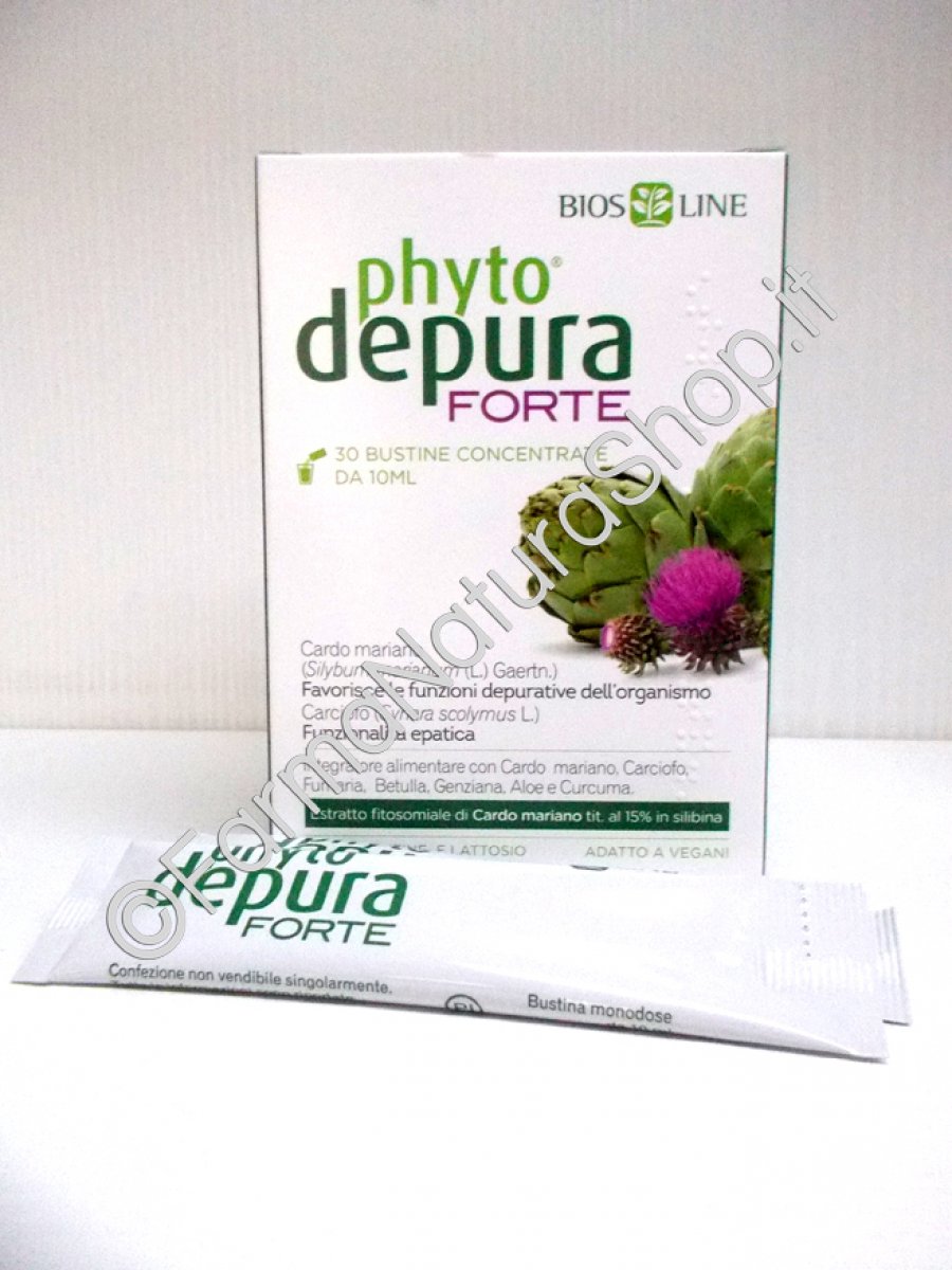 PhytoDepura® Forte Bustine liquide concentrate - Bios Line Favorisce le funzioni depurative dell’organismo e quindi l’eliminazione delle tossine. 30 Bustine liquide concentrate da 10 ml