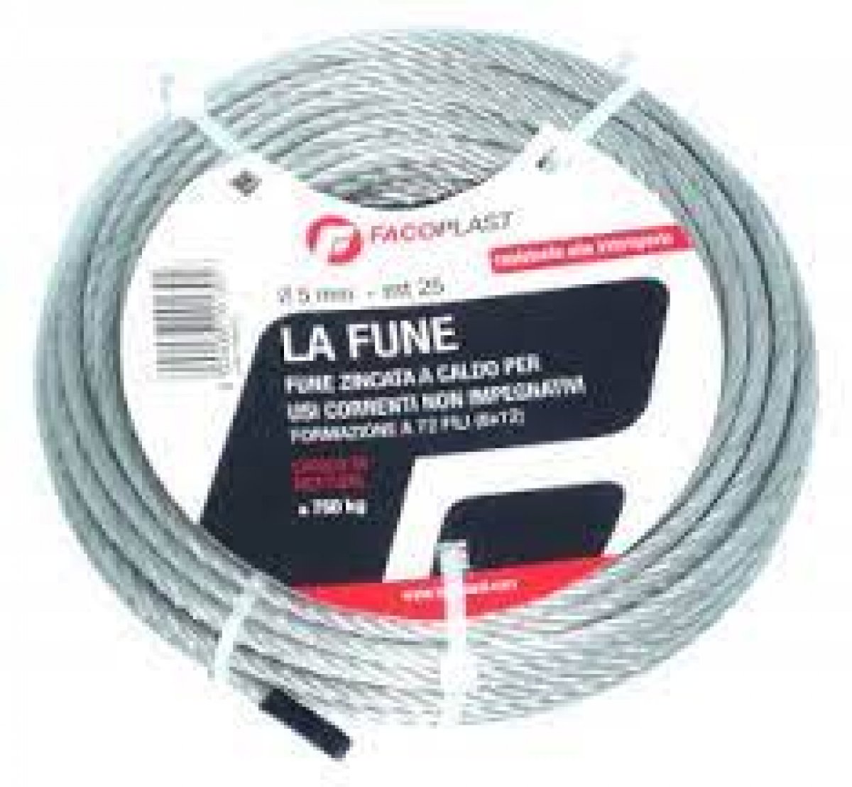 FUNE ACCIAIO ZINCATA COMM.LE MM. 4x25 MT FA.CO.PLAST.