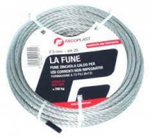 FUNE ACCIAIO ZINCATA COMM.LE MM. 5x25 MT