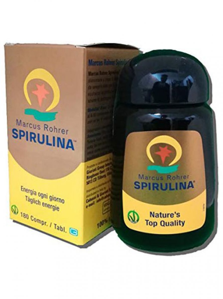 SPIRULINA ® Marcus Rohrer 180 compresse Microalga ricca di sostanze nutritive indicata per mantenere la funzionalità del tessuto muscolare, come sostegno allo stress psico-fisico, come rinforzo del sistema immunitario. Confezione da 180 compresse.