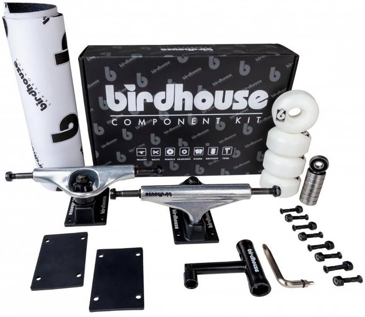 CREA IL TUO SKATE COMPLETO professionale -Birdhouse Kit Set Up Skate Component Kit 5.25 Silver/Black Birdhouse Kit Set Up