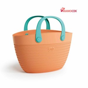 BORSA MARE LINDA spiaggia estate piscina PLASTICA  ARANCIONE mpermeabile borsone 50x21 h30