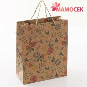 BUSTA Shopper carta stampa floreale 26x12 h32 borsa confezioni regalo