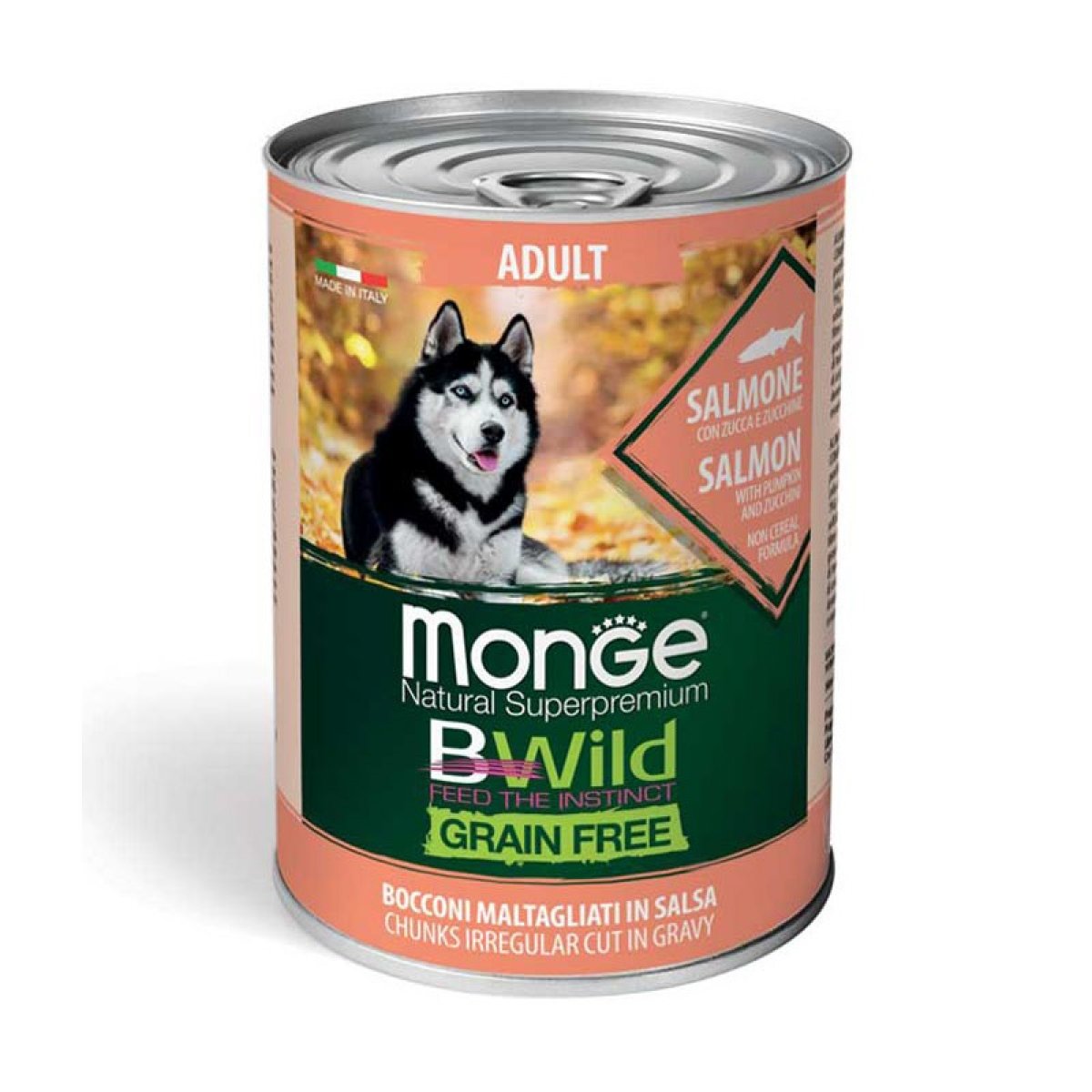 MONGE CANE B-WILD GRAIN FREE UMIDO ALL BREED ADULT AGNELLO ZUCCA ZUCCHINE 400GR