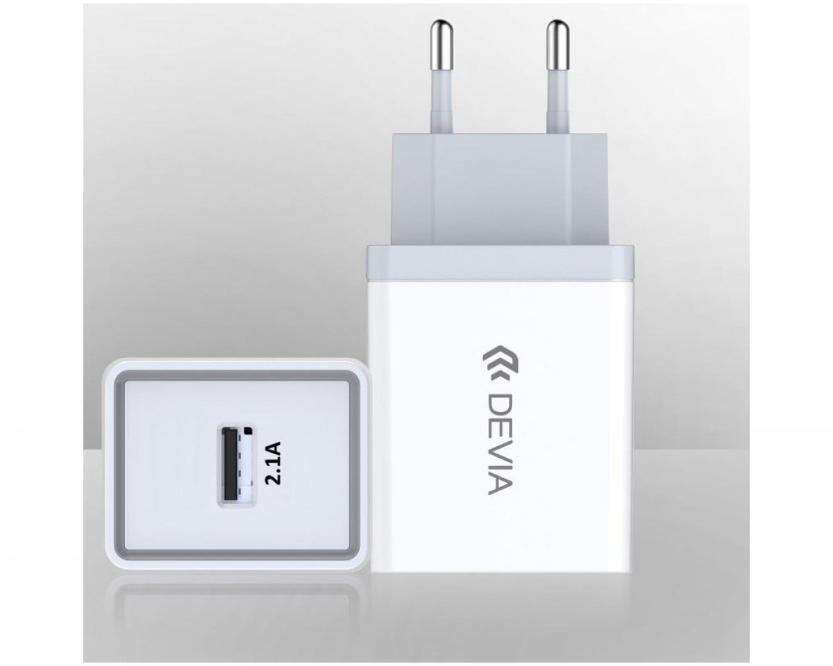 Carica Batterie Devia da muro 2.1 A. 1 Out USB 10.5W Bianco 