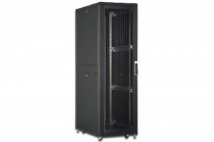 ARMADIO RACK 19 42 UNITA' LINEA SERVER (A)1970 x (L)800 (P)1000MM. COLORE NERO CON PORTA TRAFORATA E RUOTE