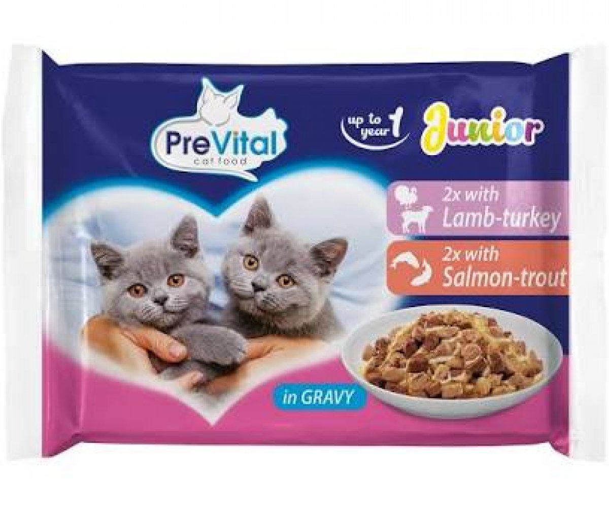 PREVITAL 4 buste 100 gr per GATTINI agnello/tacchino e salmone/trota 