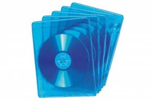 CONFEZIONE 5 CUSTODIE SINGOLE PER DVD/BLU RAY COLORE BLU CON TASCA