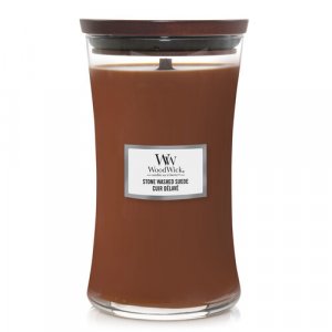 Candela a clessidra grande Stone Washed Suede Woodwick - 1134 g