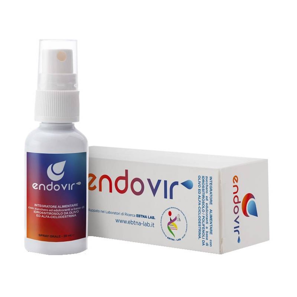 ENDOVIR Spray Gola - Protezione delle vie respiratorie - 20 ml Integratore alimentare a base di polifenoli dell’olivo e ciclodestrine vegetali. Spray da 20 ml.