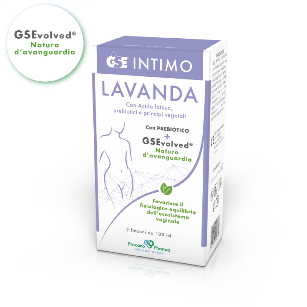 GSE Intimo Lavanda - 2 Lavande monouso - Prodeco Pharma Lavanda vaginale utile a contrastare e prevenire infezioni quali Candida o vaginiti. Confezione: 2 flaconi monodose da 100 ml.