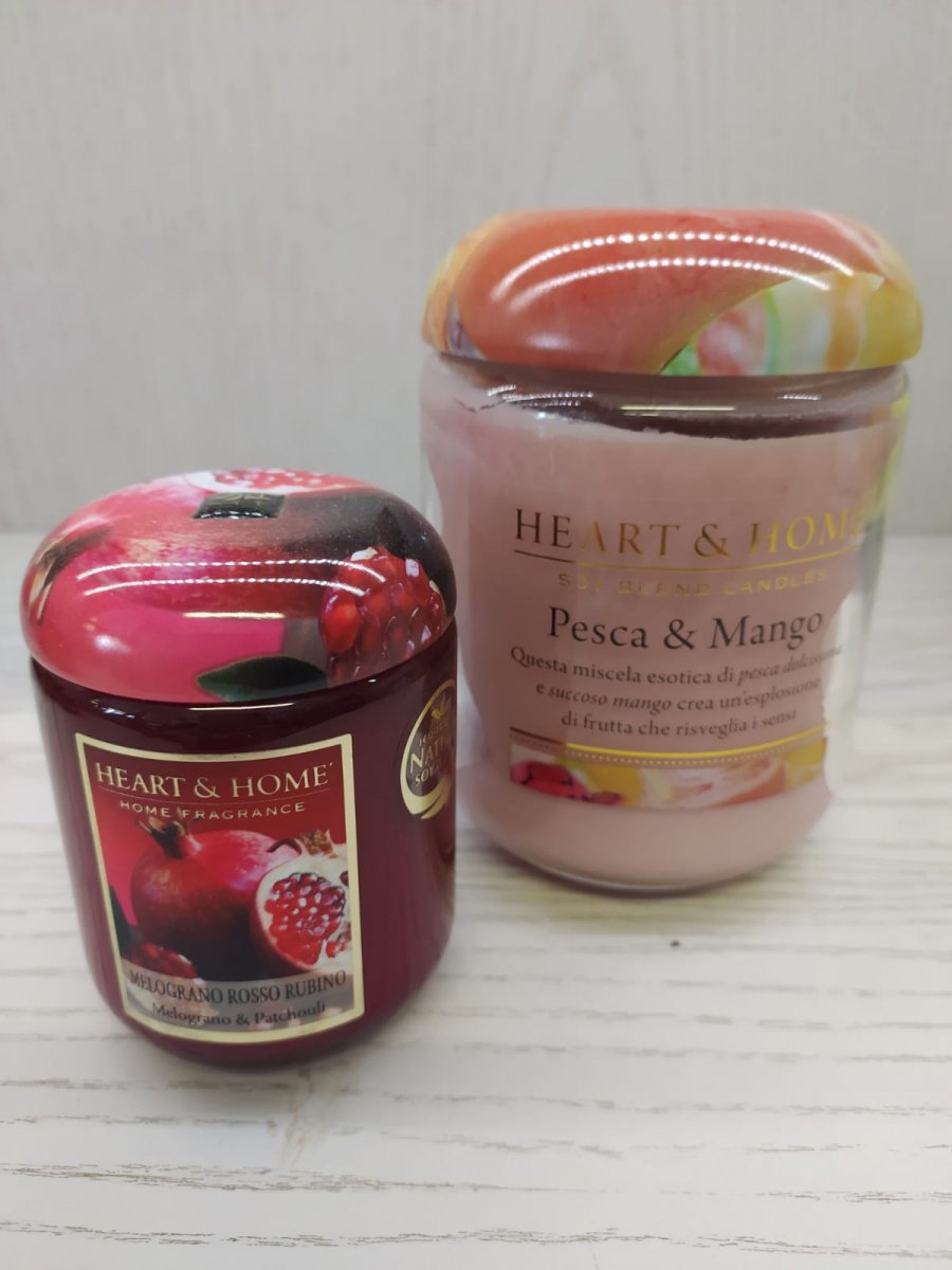 CANDELA IN CERA DI SOIA HEART & HOME Gr.340 FRAGRANZA PESCA & MANGO