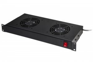 RIPIANO PER ARMADI RACK19 CON 2 VENTOLE NERO 2 AGGANCI 483x170x44mm