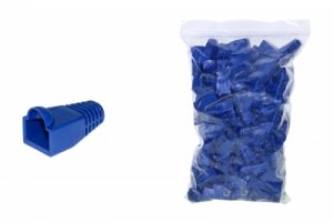 CONFEZIONE 100 COPRICONNETTORI 6MM PER PLUG RJ45 8 POLI CAVO CAT 5E- 6 BLU