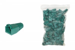 CONFEZIONE 100 COPRICONNETTORI 6MM PER PLUG RJ45 8 POLI CAVO CAT 5E- 6 VERDE