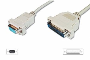 CAVO SERIALE RS232 NULL MODEM (INCROCIATO) CONNETTORI 9 POLI FEMMINA 25 MASCHIO MT 3