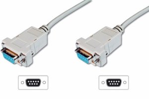 CAVO NULL MODEM COMPUTER SERIALE RS232 CROSSOVER (INCROCIATO) 9 POLI FEMMINA/FEMMINA MT.2