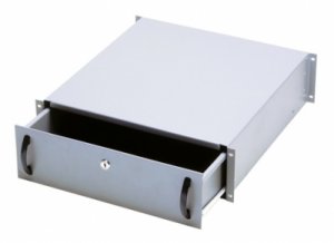 CASSETTO PER ARMADI RACK 19 CON SERRATURA, 3 UNITA', COLORE GRIGIO RAL7035-DIMENSIONI (L/P/A) MM. 485X480X134 (DN-19 KEY-3U)