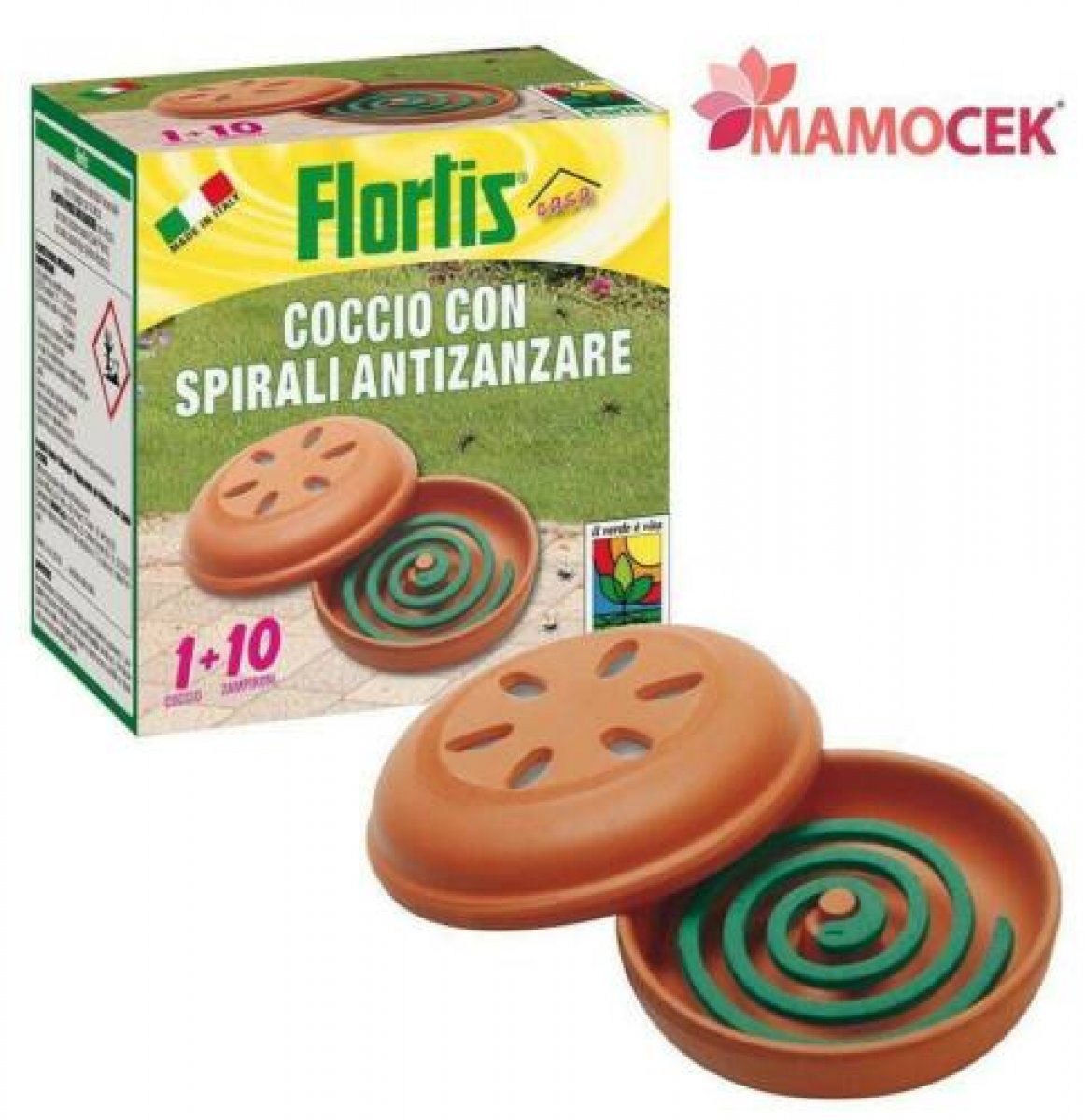 FLORTIS COCCIO + 10 SPIRALI ANTIZANZARE zampirone contro zanzare comuni e tigre 