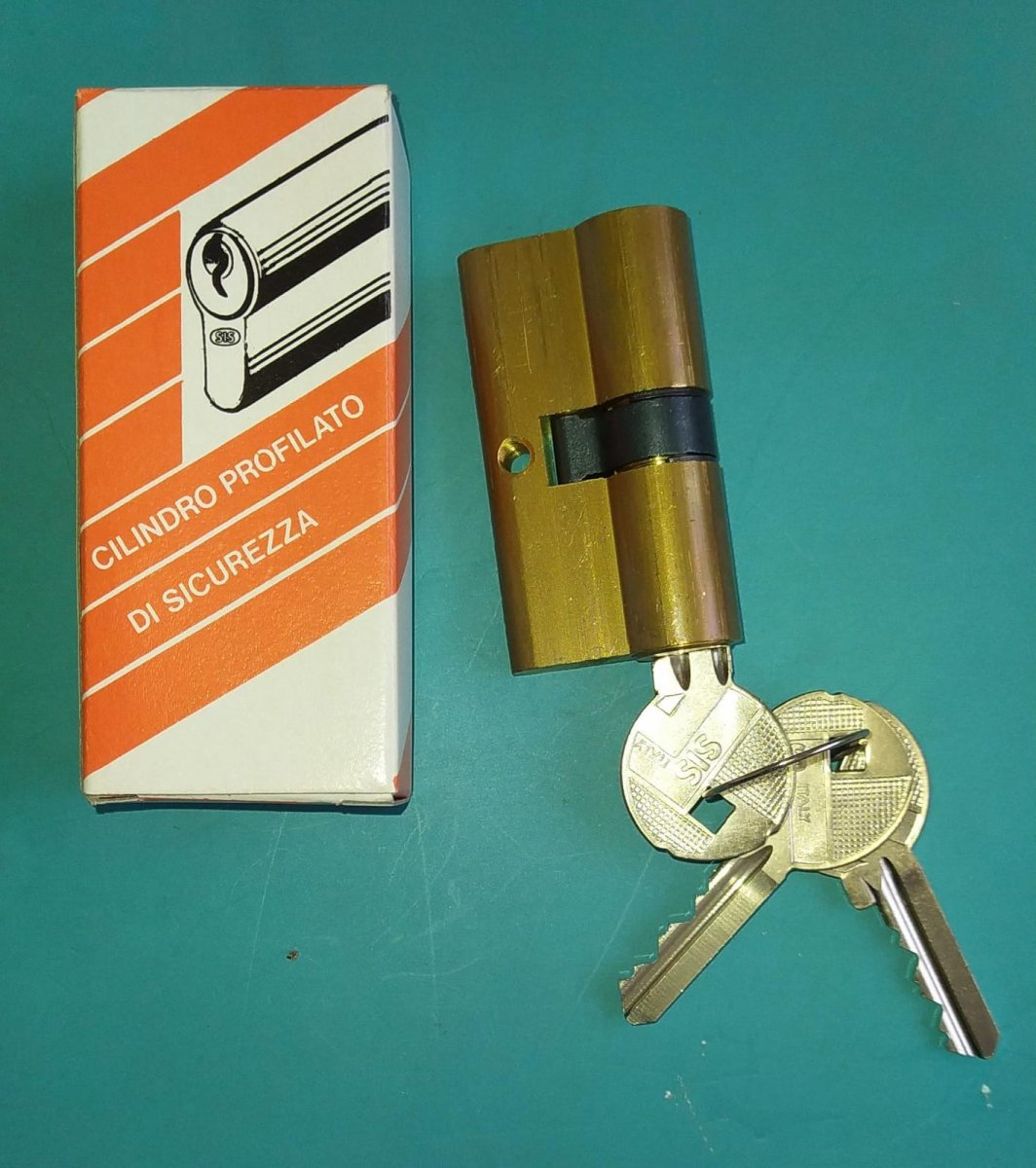 Cilindro EUROPERO per Serratura -Corpo in Ottone con 5 Spine -3 Chiavi Incluse - L=mm. 80 (30-10-40) SIS