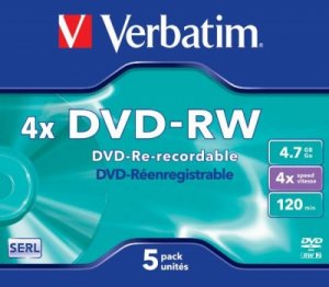 CONFEZIONE 5 DVD-RW VELOCITA' 4X CAPACITA' 4.7GB CON CUSTODIE